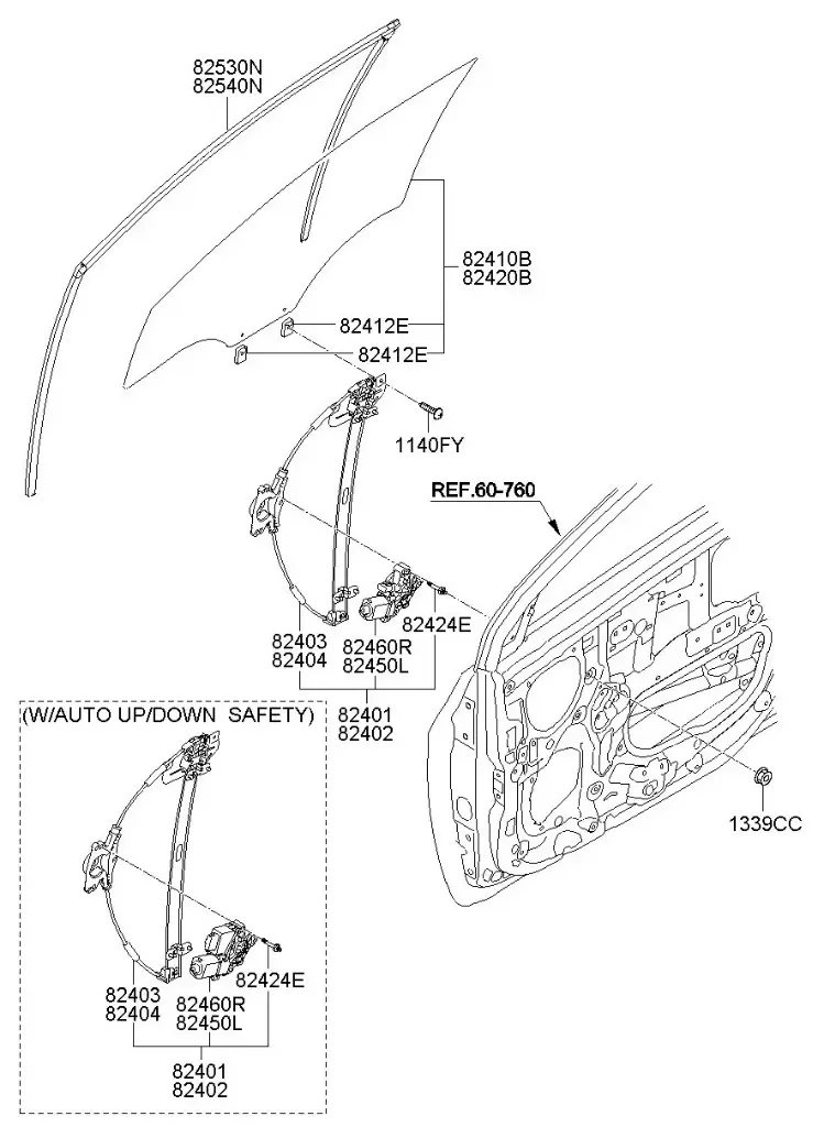 MECANISME REGULATEUR-VITRE PORTE AVD  origine  KIA PICANTO II (TA) Essence 1.0 69 CV (05/2011 - 03/2017)