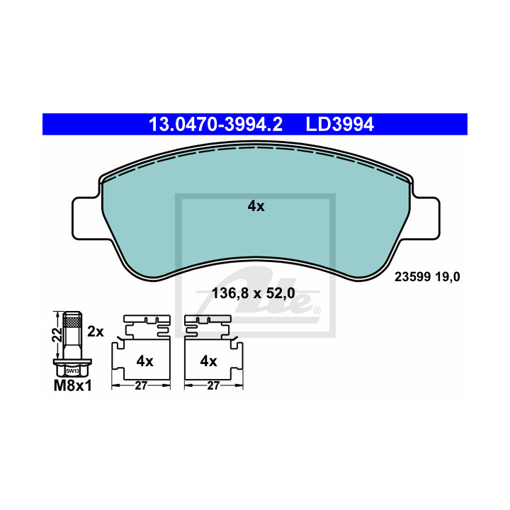 [SPSLP3660] KIT DE PLAQUETTES DE FREIN AV CITROËN C3 III (SX) Essence 1.2 VTi 82 82 CV (07/2016 - Aujourd'hui)