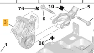 SUPPORT MOTEUR CENTRALE +BIELLETTE ANTI COUPLE CITROËN BERLINGO Camionnette/Monospace (B9) Diesel 1.6 HDi 75 75 CV (04/2008 - Aujourd'hui)