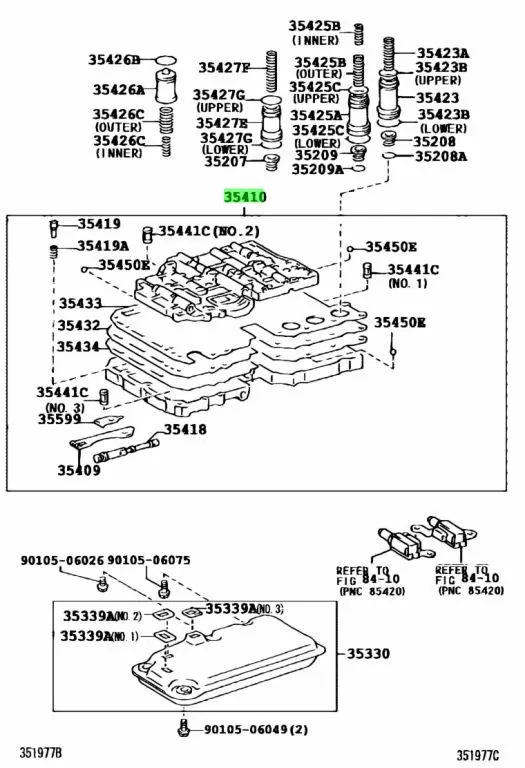 ENSEMBLE , SOUPAPE DE TRANSMISSION AUTOMATIQUE Toyota OE: 3541060480  Moteur  5VZFE  LANDCRUISER / LANDCRUISER PRADO 