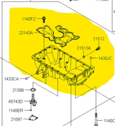 CARTER D'HUILE MOTEUR KIA RIO III (UB) Diesel 1.1 CRDi 75 CV (09/2011 - 12/2017)