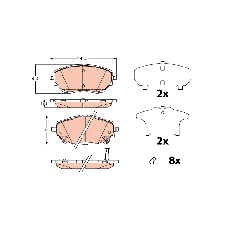 [SPSGDB2290] Plaquettes de frein AVG/AVD TRW – Moteur 2ZR-FXE – Toyota c-hr