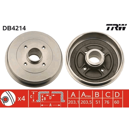[SPSW7079] Tambour Frein AR TRW DB4214 – Dacia Sandero III / Logan III TCe 90 H4D-470