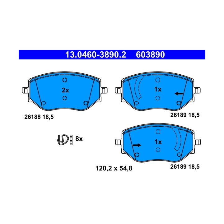 plaquettes de frein AV ATE – Moteur H4D 470 – Renault Sandero III