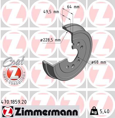 [SPS470185920] Tambour Frein AR Zimmermann Coated – Moteur K9K 876 – Dacia Duster II / Renault Kangoo III / Express IV