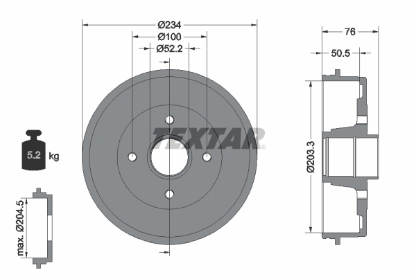[SPS94019700] Tambour Frein AR Textar – Moteur H4D 470 – Dacia Sandero III pre-restyling / Logan III