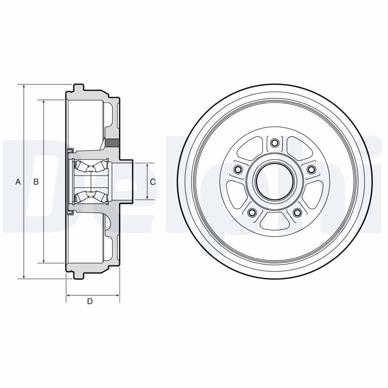 Moyeu-Tambour AR Delphi avec roulement + ABS – Moteur K9K 872 – Renault Kangoo II