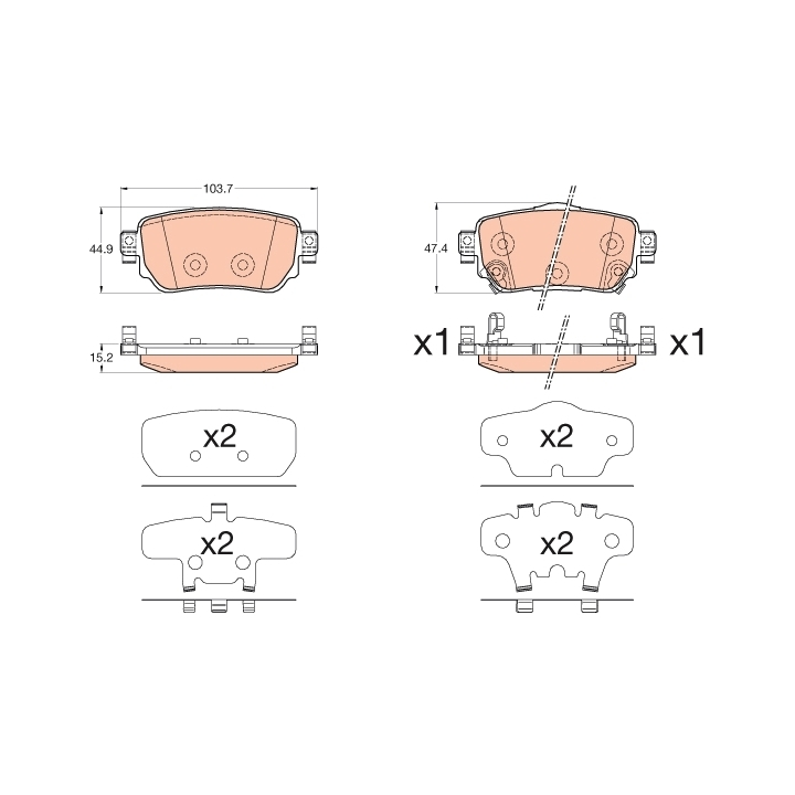 [SPSGDB3617] plaquettes de frein AR TRW – Moteur K9K 636 – Nissan Qashqai II